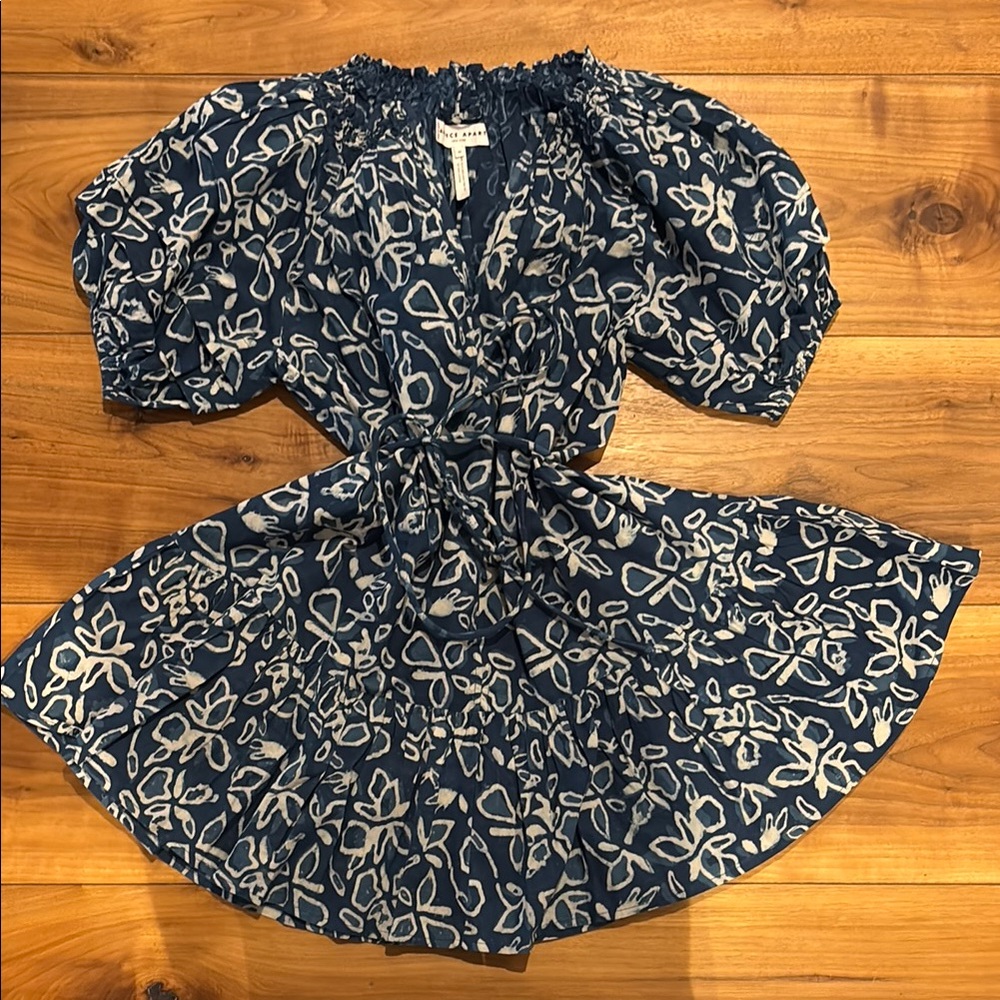 Apiece Apart mini dress Blue and White Floral size M